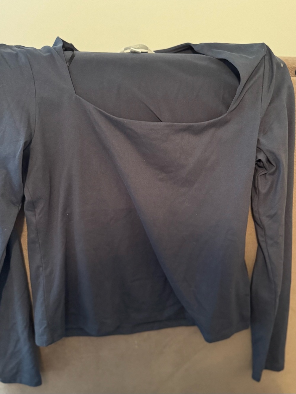 H&M Navy Square-Neck Long Sleeve Top